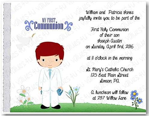 Personalized Communion Invitations (communion boy2029) (sold in packs of 12)