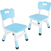 FUNLIO Adjustable Kids Chair (2pcs), 3 Level Height Adjustable Toddler Chair for Ages 3-8, Sturdy Child Chair with Maximum Bearing 220lbs, for Classrooms/Daycares/Homes, CPC &amp; CE Approved - Blue