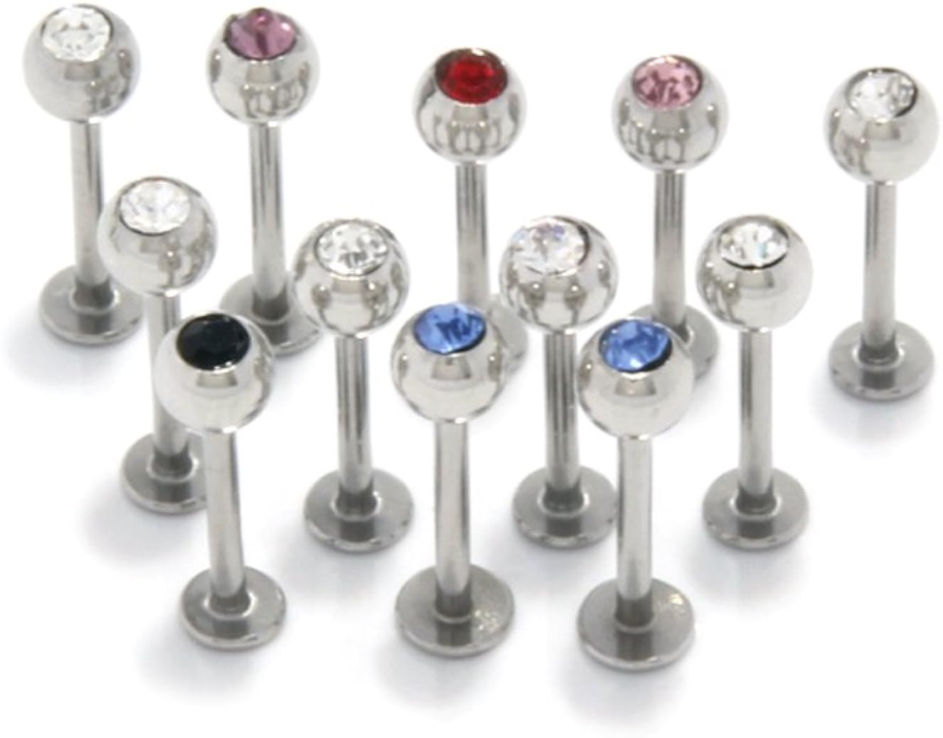 12 pcs Assorted Labret Lip Rings Piercing 4mm Surgical