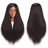 Traininghead 26-28" Synthetic Hair Mannequin Head Training Head Hair Styling Hairdresser Cosmetology Manikin Head Doll Head with Free Clamp for Female (1711BY0220)