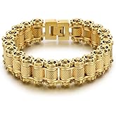 18K Gold Men's Fashion Personalized Bracelet Cuban Chain Bicycle Motorcycle Chain Hip Hop Jewelry Men's Cool Bracelet