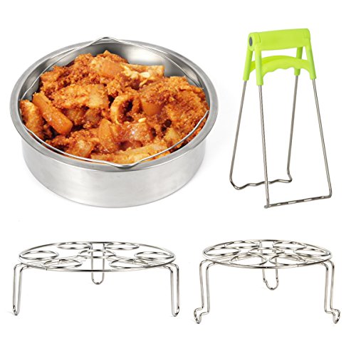 TIMMY Steamer Basket Set for Instant Pot Accessories Includes Vegetable Steamer Basket Egg Steamer Rack and Silicone Tong, Fits Instant Pot 5,6,8 qt Pressure Cooker,4 Pcs Set