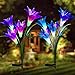 Digiroot Waterproof Outdoor Solar Garden Stake lights,2 Packs Solar Powered Garden Lights with 8 Lily Flower ,Multi-Color Changing LED Solar Stake Lights for Garden,Patio,Backyard Decor