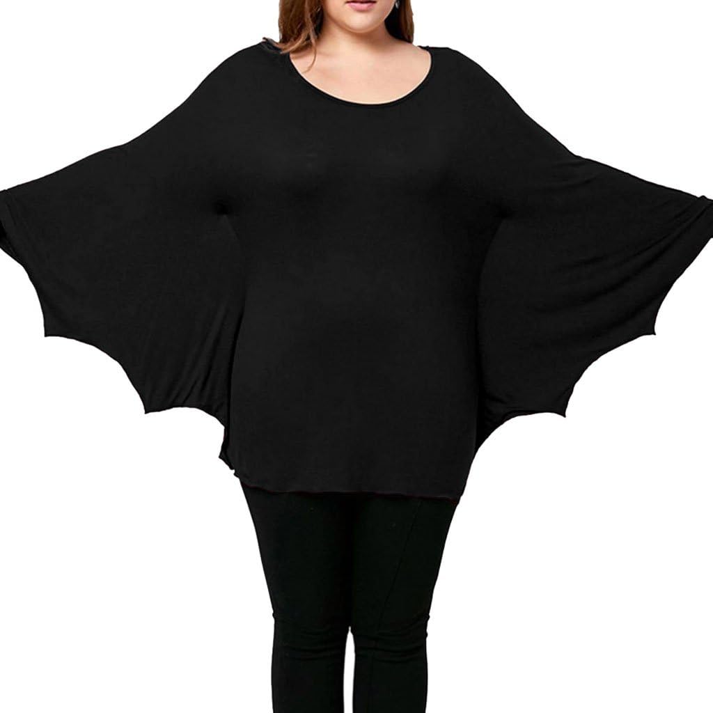 HEARTISIAN Women's Bat Wing Sleeves T Shirt Flowy Casual Tops Spring Autumn Tees Plus Size(Black-4XL)