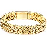 Miami Cuban Bracelet 18K Gold Men's Solid Bracelet Mesh Fashion Hip Hop Jewelry Gift for Father, Husband's Birthday, New Year's Gift