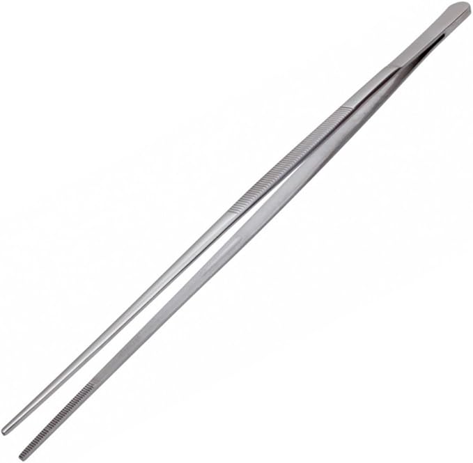 BarBits Cocktail Garnish Tongs 30cm Stainless Steel Mixology Tweezers, Round Tip Tweezer Lab