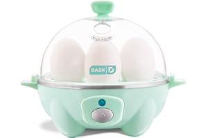 DASH Rapid Egg Cooker: 6 Egg Capacity Electric Egg Cooker for Hard Boiled Eggs, Poached Eggs, Scrambled Eggs, or Omelets with Auto Shut Off Feature - Aqua, 5.5 Inch (DEC005AQ)