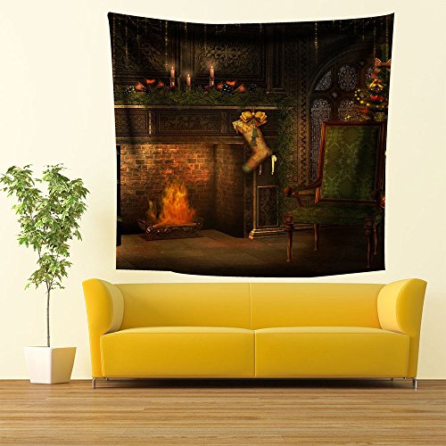 charmsamx Christmas Themes Tapestry Deer Santa White Snow Landsacpe Merry Christmas Wall Hanging Decor Wall Tapestries 59 x 51 Inch Hippie Tapestries for Bedroom Living Room Dorm - Thumbnail 2