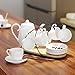 Ceramic Tea Cup Set, including 6 pcs Tea Cup and Saucer with 1 teapot Bamboo Rack, for Home and Office Coffee Teaparty by Pukka Home (Service for 6 (5 oz)) …