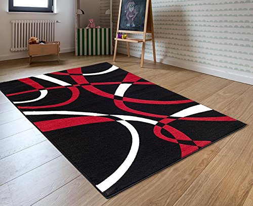 2305 Black Red White Multi 7-feet 10-inch by 10-feet 6-inch Modern Area Rugs