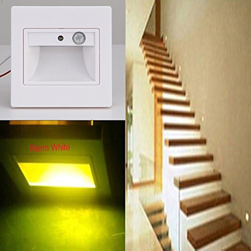 1/2/6/12X Motion Sensor Wall Plinth Recessed Stairs StepsLighting Lamp Footlight White (12, Warn White)