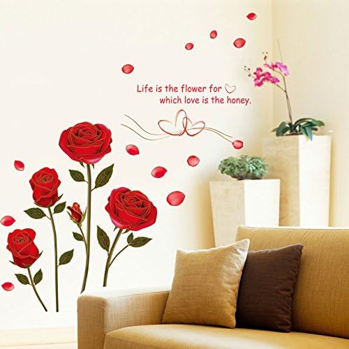 Amazon Com Wall Sticker Home Art Quotes Flying Red Rose Love