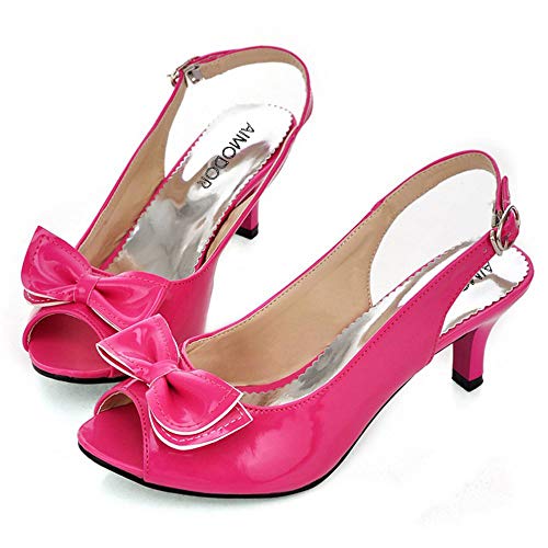 AIMODOR Womens Peep Toe Kitten Heels Sandals Ladies Slingback