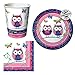 Creative Converting Owl Pal Tableware Package Including Cups, Beverage Napkins, and Dessert Plates for 16 Guests