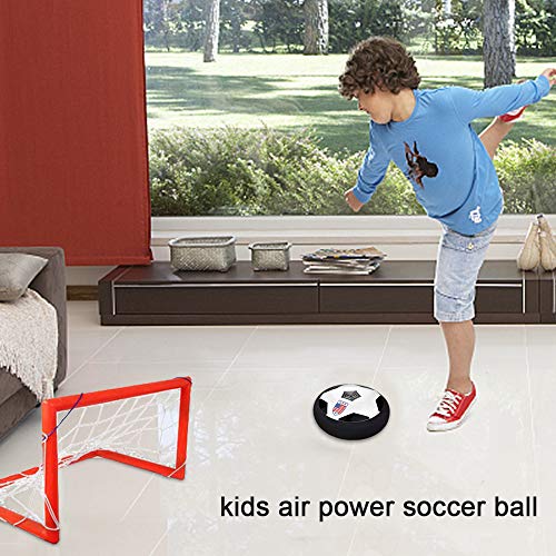 Hover Soccer Ball Kids Sport Toys Air Power Soccer 2 Goals Gift LED Light Up Hover Training Football Disk Indoor Outdoor Ball Games Boys Girls Age 2-14 Gift Christmas Birthday Holiday Toys New Year