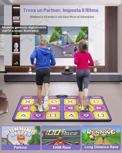 Acelufly Interactive Flannel Dance Mat for TV with Camera, Non-Slip for Children Adults, Plug And Play for Girls Boys (Purple)