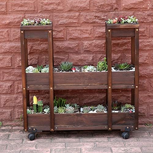WZC Plant Shelves,Solid Wood Flower Pot Flower Rack Indoor Floor Flower Rack Multi-Functional Wooden Multi-Storey Pots for Indoor&Outdoor Garden Use