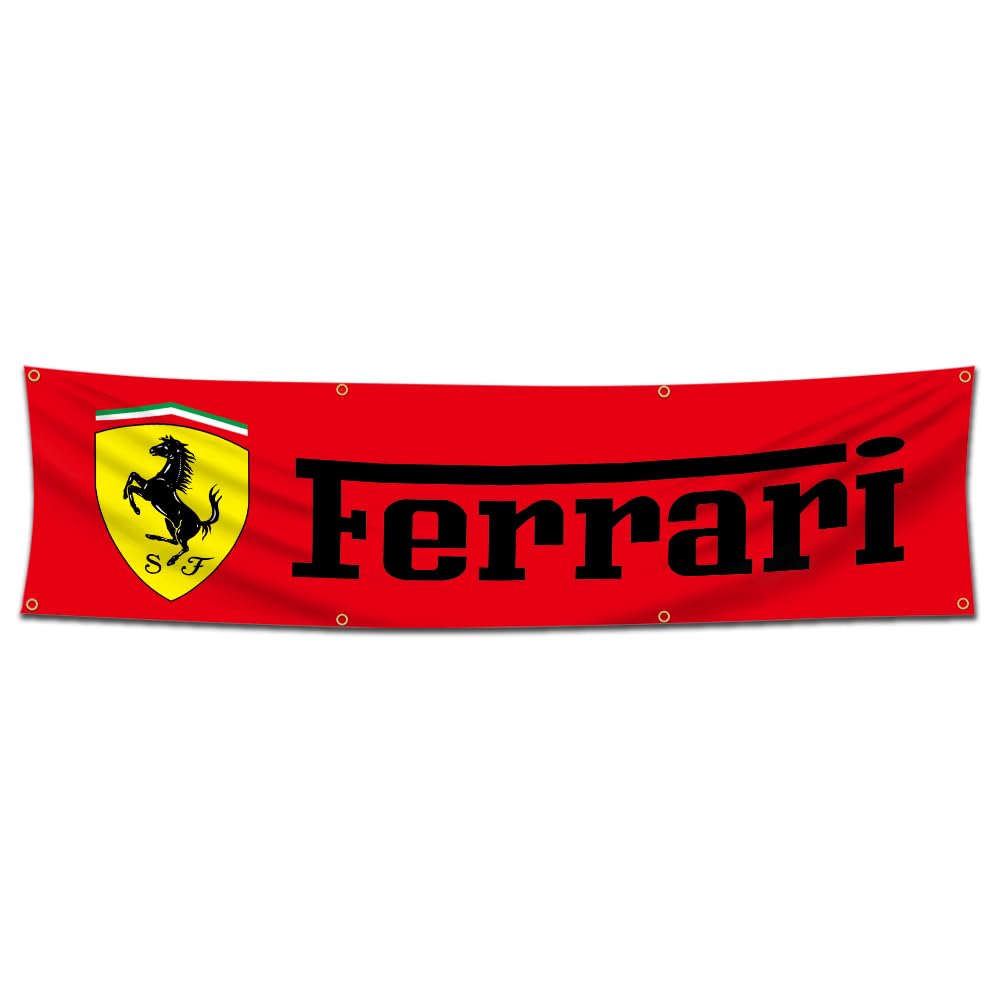 Photo 1 of Bofanio Flag Compatible with Ferrari Flag Banner Decor Racing 2x8ft Banner for Garage Man Cave Dorm Room