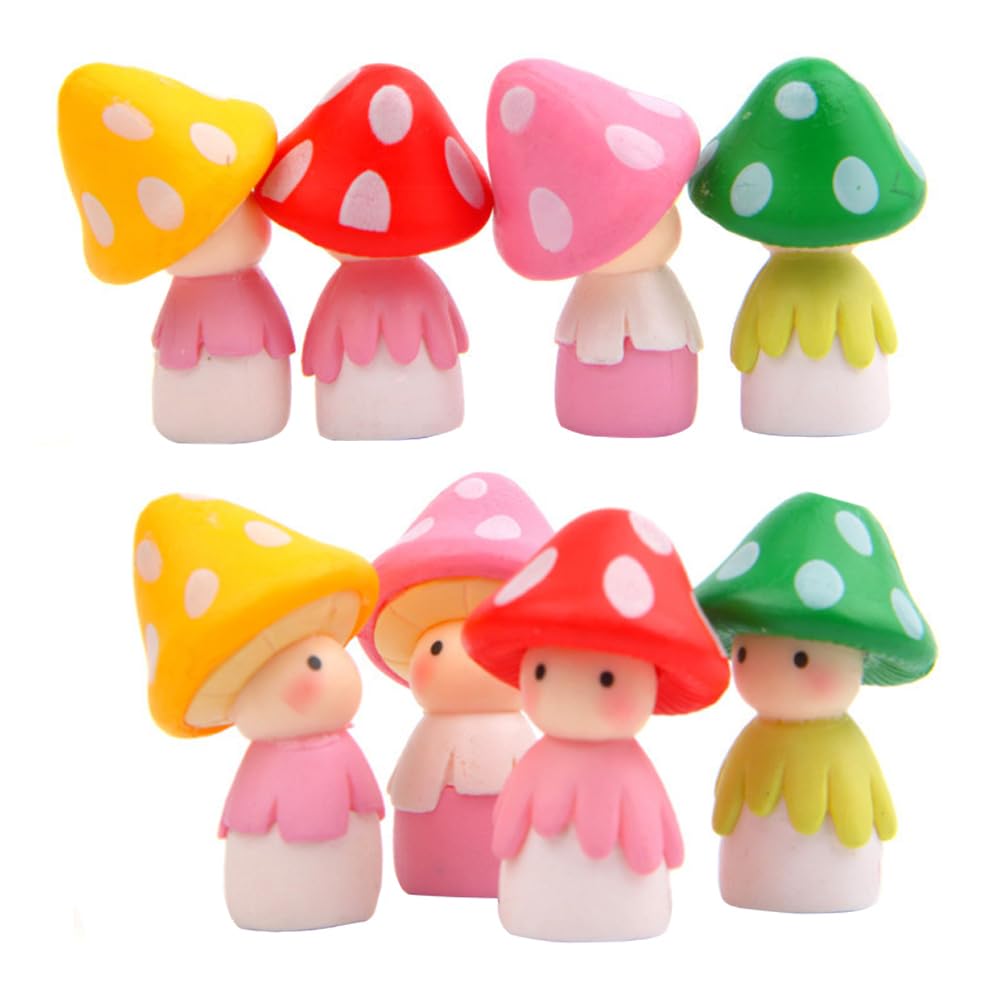 8pcs Micro Mushroom Statues for Decorative Crafts Ornaments for and Micro Landscapes for Photo Props