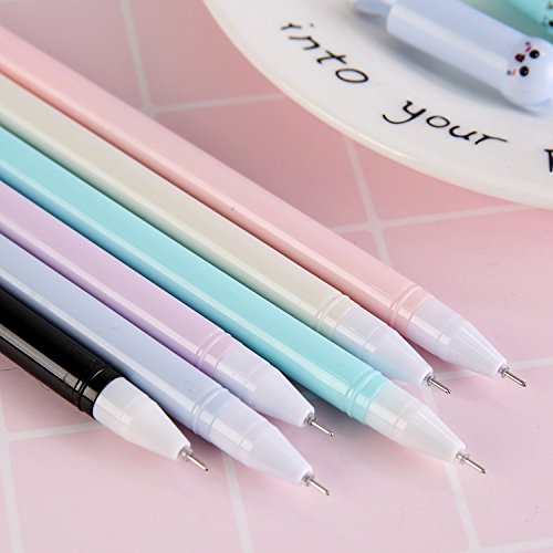 Girl Cute Pens Kawaii Pen Cute Cat Pen 0.5 mm Gel Pens Black Ball Point Pens for School Office Supplies (12 cat)