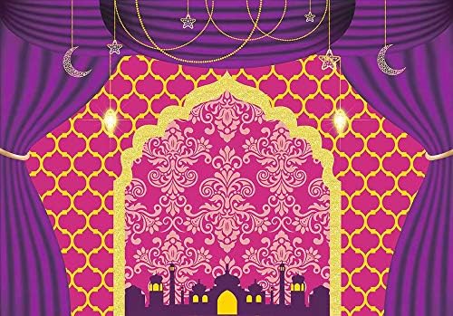 AOSTO 5x3ft Baby Shower Birthday Photography Backdrop - Purple Damask Taj Mahal Photo Background - Indian Style Party Decoration FW-2024