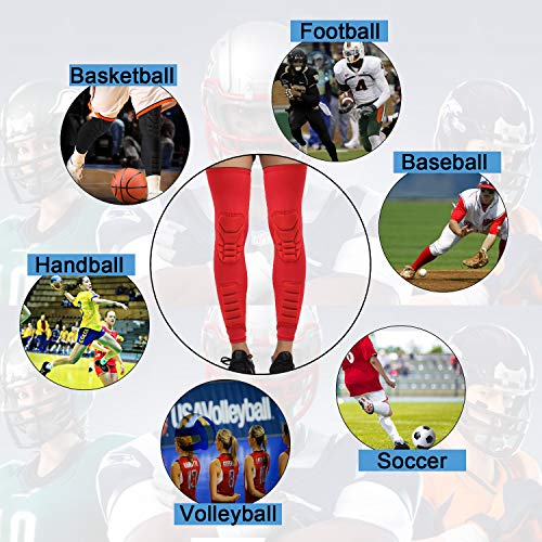 HOPEFORTH Knee Calf Padded 2 Pack Compression Leg Sleeve Thigh Sports Protective Gear Shin Brace Support for Football Basketball Volleyball Soccer Baseball Tennis Youth Kids Adult - Thumbnail 5