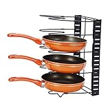 GEYUEYA Home Adjustable Cookware Holders, Pan Organizer Rack, Pot Lid Holders, Pot Organizer (Black)