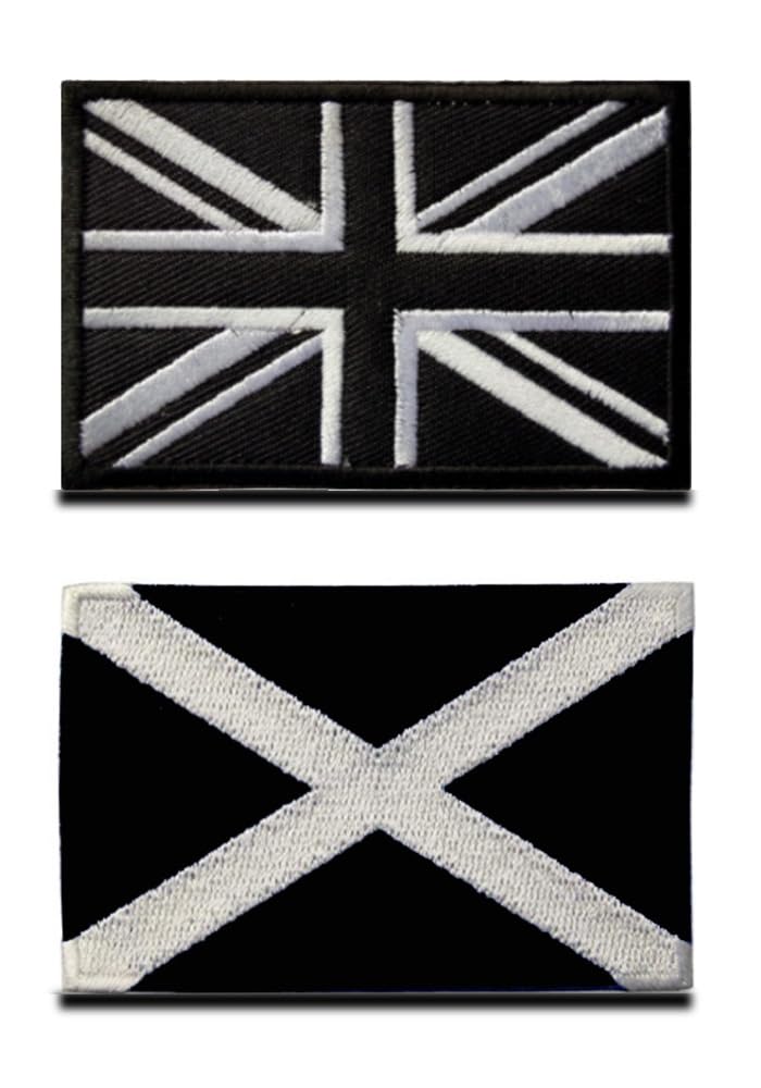 Zcketo 2 Pack United Kingdom Great British Union UK Patch and Scotland Patch Hook and Loop Embroidered National Emblem Patch for Football Clothes Jersey Backpack Caps Travel Tactical -Black