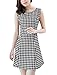 Allegra K Women Elegant Boat Neck Houndstooth Pattern A Line Tank Dress
