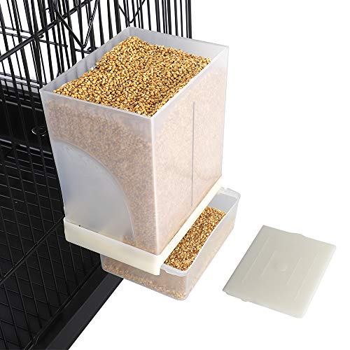 FinYii No-Mess Automatic Bird Feeder – Parrot Feeder Cage Accessories Supplies for Parakeet Canary Cockatiel Finch