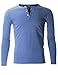 FLATSEVEN Men's Slim Fit Casual Long Sleeve Henley T Shirt (THL100) Light Blue, L