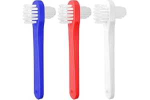 UPIQNG 3Pcs Denture Brush Double Heads Toothbrush Multi Layered Hard Hygiene Denture Cleaner T-shape False Teeth Cleaning Too