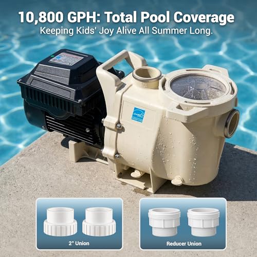 LINGXIAO 3HP Variable Speed Pool Pump - Energy Star Certified Smart Inground Pool Pump, 208-230V Self-Priming Pump Motor, 10800 GPH High Flow, Waterfall Pool Pumps with Filter Basket & 2-Inch Fittings