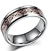 Tungary 8mm Mens Womens Tungsten Rings Wedding Engagement Band Dragon Rose-Gold Beveled Edge Size 5-14