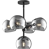Alora Mood Willow 18" Chandelier | Matte Black Finish | Smoked Solid Glass Shades | Classic Decorative Ceiling Light | Made o