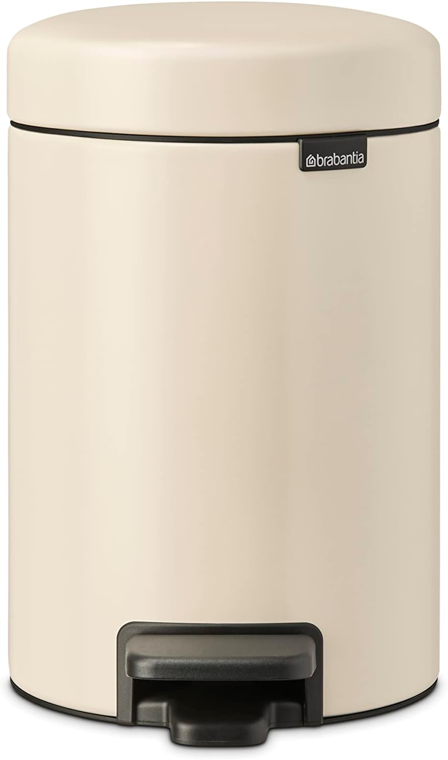 Brabantia NewIcon 3L Pedal Bin Soft Beige Small Waste Bathroom
