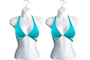 DisplayTown Female Mannequin Torso Hollow Back Body Stackable Dress Form with Hanging Hooks for Tshirt Display, Countertop, Craft Shows, Photos and Design, S-M Clothing Size (White, Set of 2)