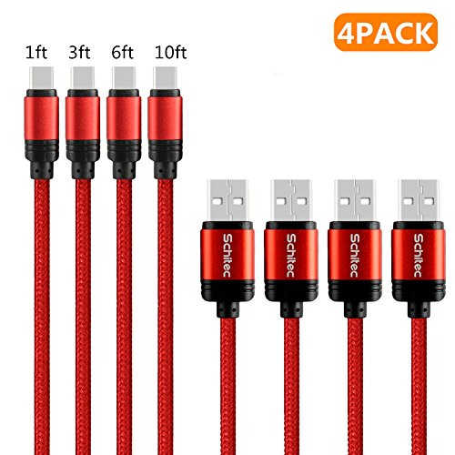 USB Type C to USB A Charging Cable, 4PACK 1ft 3ft 6ft 10ft Type C to USB 3.0 Sync & Charging Cable/Cord for USB Type-C Devices Including new MacBook, ChromeBook Pixel, Nexus 5X,6P, Nokia (R 4PACK)