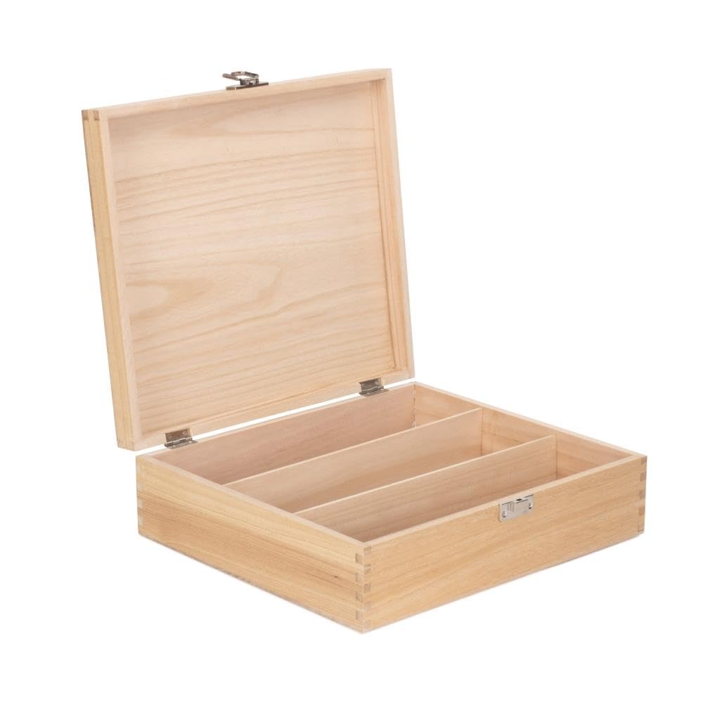 Red Hamper Three Bottle Clear Varnish Wooden Box, Wood, Brown, 10.5 x 31 x 35 cm