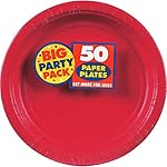 Big Party Pack Paper Dinner Plates 9-Inch, 50/Pkg, Apple Red