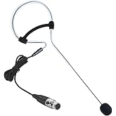 XHXJCYS Black Single Earset Headset Microphone Compatible with Shure | Headworn Over Ear Hanging Condenser Mic for Wireless Bodypack Transmitter System with Mini XLR 4 Pin TA4F Plug