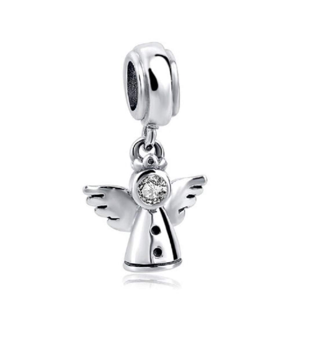 FeatherWish 925 Sterling Silver Guardian Angel Fairy Family Love Protection Pendant Dangle Charm Fits And Compatible With Pandora Bracelets Gift Friend Wife Sister Daughter Mum (Silver)