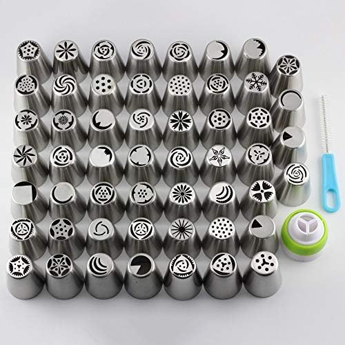 Haga Icing Piping Nozzles 55 Pcs/Set Stainless Steel Russian Tulip Icing Piping Nozzles Pastry Tips Cake Decorating Tools for the Kitchen Baking