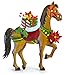 Besti Holiday Horse Christmas Decorations (Lawn Ornament) In-Ground Iron Yard Decor | Hand-Painted Craftsmanship | Colorful Presents, Poinsettia Flower, Holly Ivy