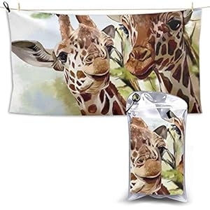 Microfiber Beach Towel Watercolor Deer Giraffe Travel Towel For Camping, Swimming, Backpacking, Yoga, Gym, Sports 160X80 CM