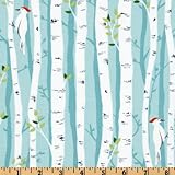 Michael Miller Backyard Baby Birch Forest Aqua Fabric By The Yard