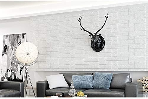 Brick Wall Backdrop Self-Adhesive 3D Wall Paper Eco-Friendly XPE Foam Stick Tile Wall and Stripe Backdrop 35.4 X 11.8 inch (1, B-White)