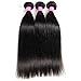 VRBest Hair Virgin Brazilian Straight Human Hair Extensions 3 Bundles Unprocessed Brazilian Virgin Hair Weave Bundles Natural Black Color (14 16 18)