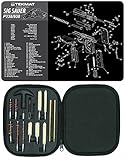 Ultimate Arms Gear Gunsmith and Armorer's Cleaning Work Tool Bench Gun Mat for Sig Sauer P238 P-238 P938 P-938 Pistol Handgun Plus Cleaning Kit Brushes, Swab, Slotted Tips and Patches, 17 Piece