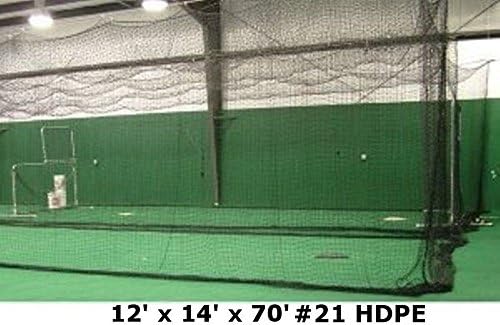 Jones Sports Batting Cage Net 12' H x 14' W x 70' L #21 HDPE Medium Duty Baseball Softball Netting